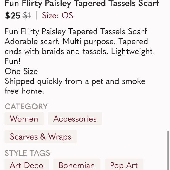 Fun Flirty Paisley Tapered Tassels Scarf - Picture 2 of 6